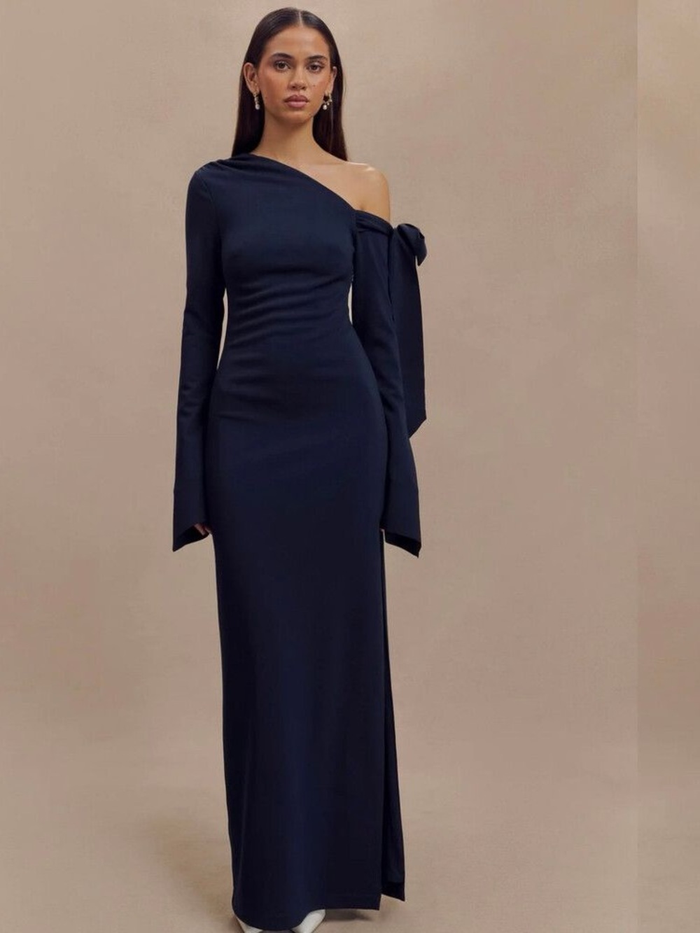 Meshki Nicola One Shoulder Crepe Maxi Dress